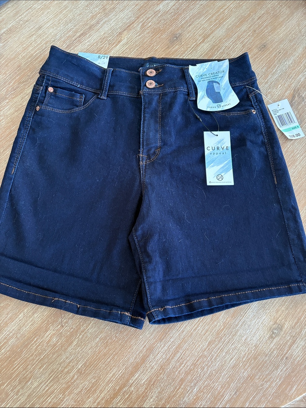 NWT Curve AppealWomen's Dark Blue Denim Shorts Size 8/29